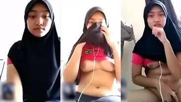 Bokep Indo VCS Aisyah ABG Hijab Baju Merah poster